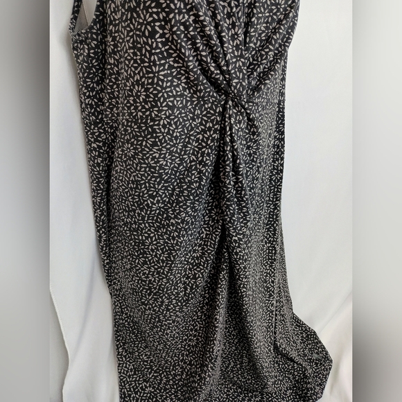 Eddie Bauer Black and White Ruched Tie Front Sheath Summer Dress (#798) - Picture 6 of 8